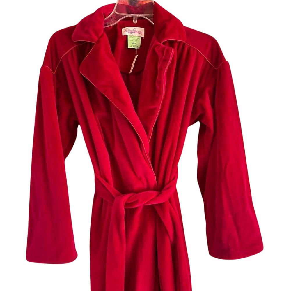 NOS Evelyn Pearson Fuchsia Pink  Velour Robe USA Small 3876 NWT